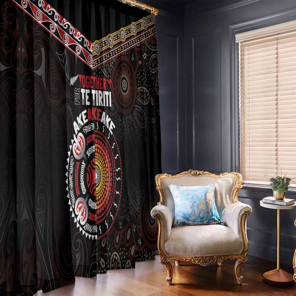 Aotearoa and Australia Indigenous Window Curtain Stand Together For Te Tiriti LT7 - Polynesian Pride