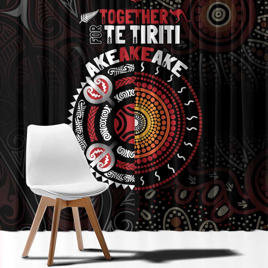 Aotearoa and Australia Indigenous Window Curtain Stand Together For Te Tiriti LT7 - Polynesian Pride
