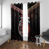 Aotearoa and Australia Indigenous Window Curtain Stand Together For Te Tiriti LT7 With Grommets Black - Polynesian Pride
