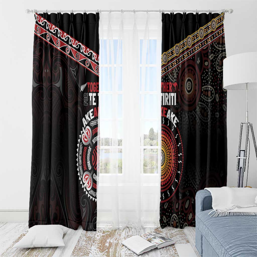 Aotearoa and Australia Indigenous Window Curtain Stand Together For Te Tiriti LT7 - Polynesian Pride