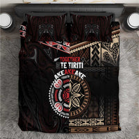 Aotearoa and Samoa Together For Te Tiriti Bedding Set Kowhaiwhai Mix Siapo LT7 Black - Polynesian Pride
