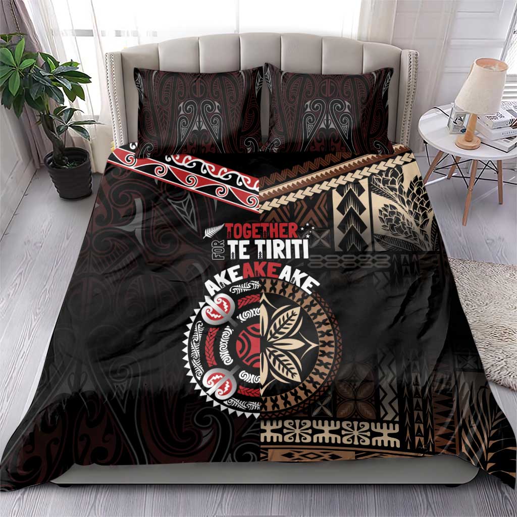 Aotearoa and Samoa Together For Te Tiriti Bedding Set Kowhaiwhai Mix Siapo LT7 - Polynesian Pride