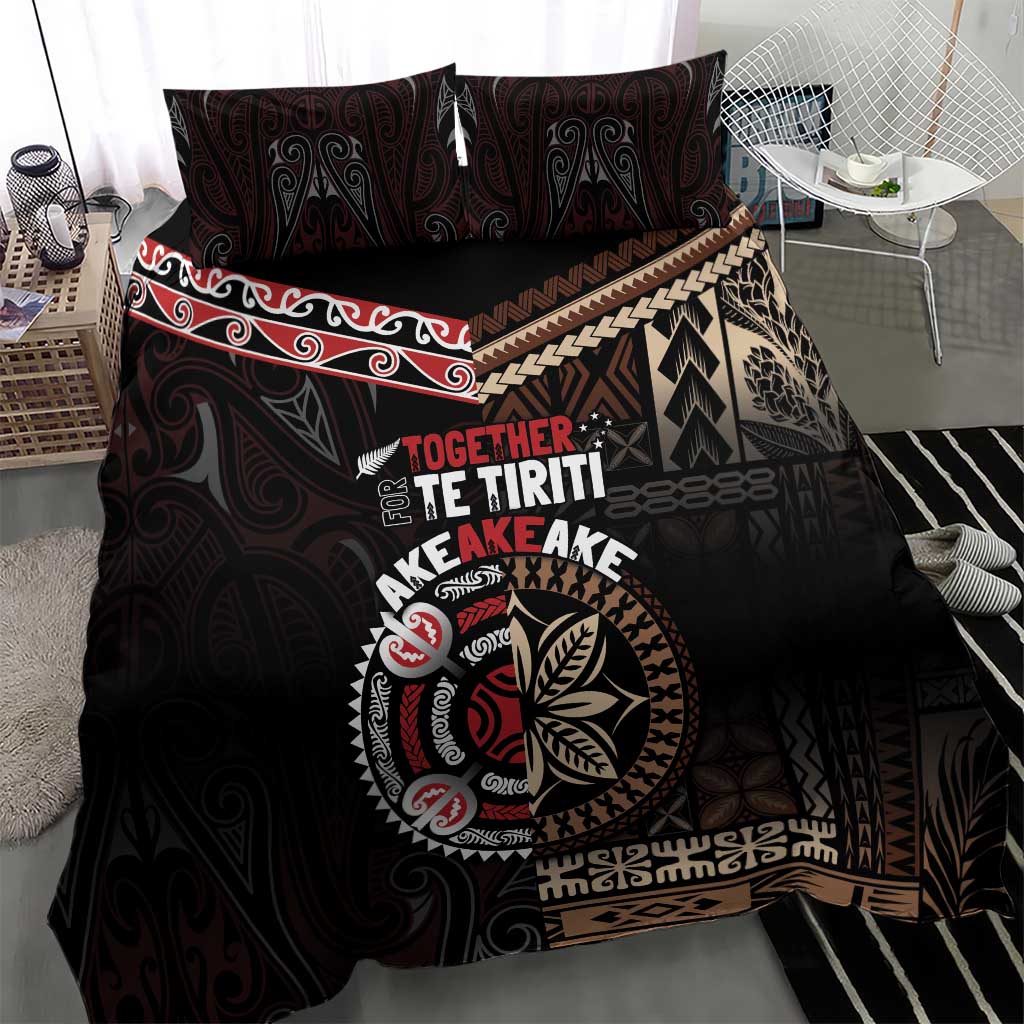 Aotearoa and Samoa Together For Te Tiriti Bedding Set Kowhaiwhai Mix Siapo LT7 - Polynesian Pride
