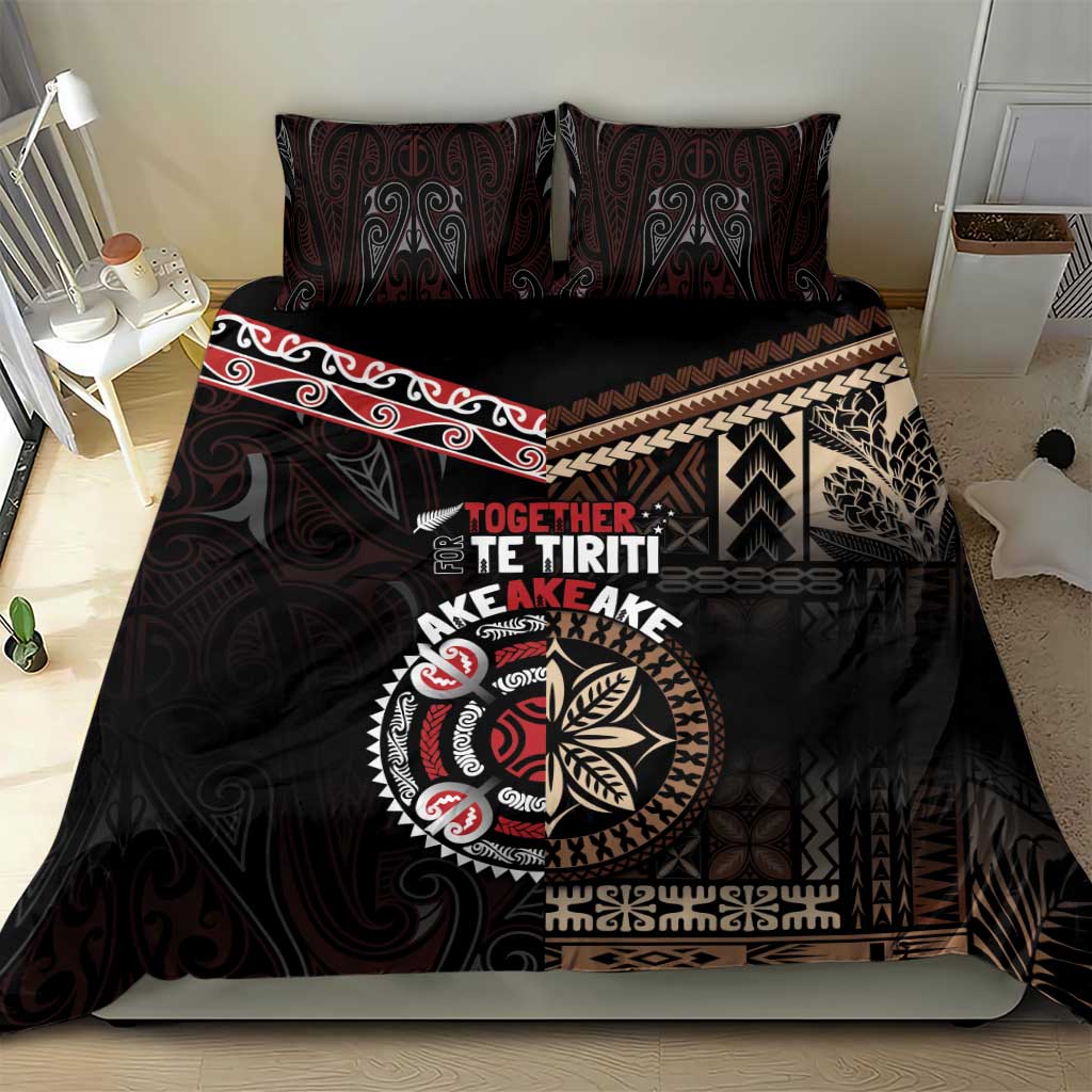 Aotearoa and Samoa Together For Te Tiriti Bedding Set Kowhaiwhai Mix Siapo LT7 - Polynesian Pride
