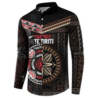 Aotearoa and Samoa Together For Te Tiriti Button Sweatshirt Kowhaiwhai Mix Siapo LT7 - Polynesian Pride