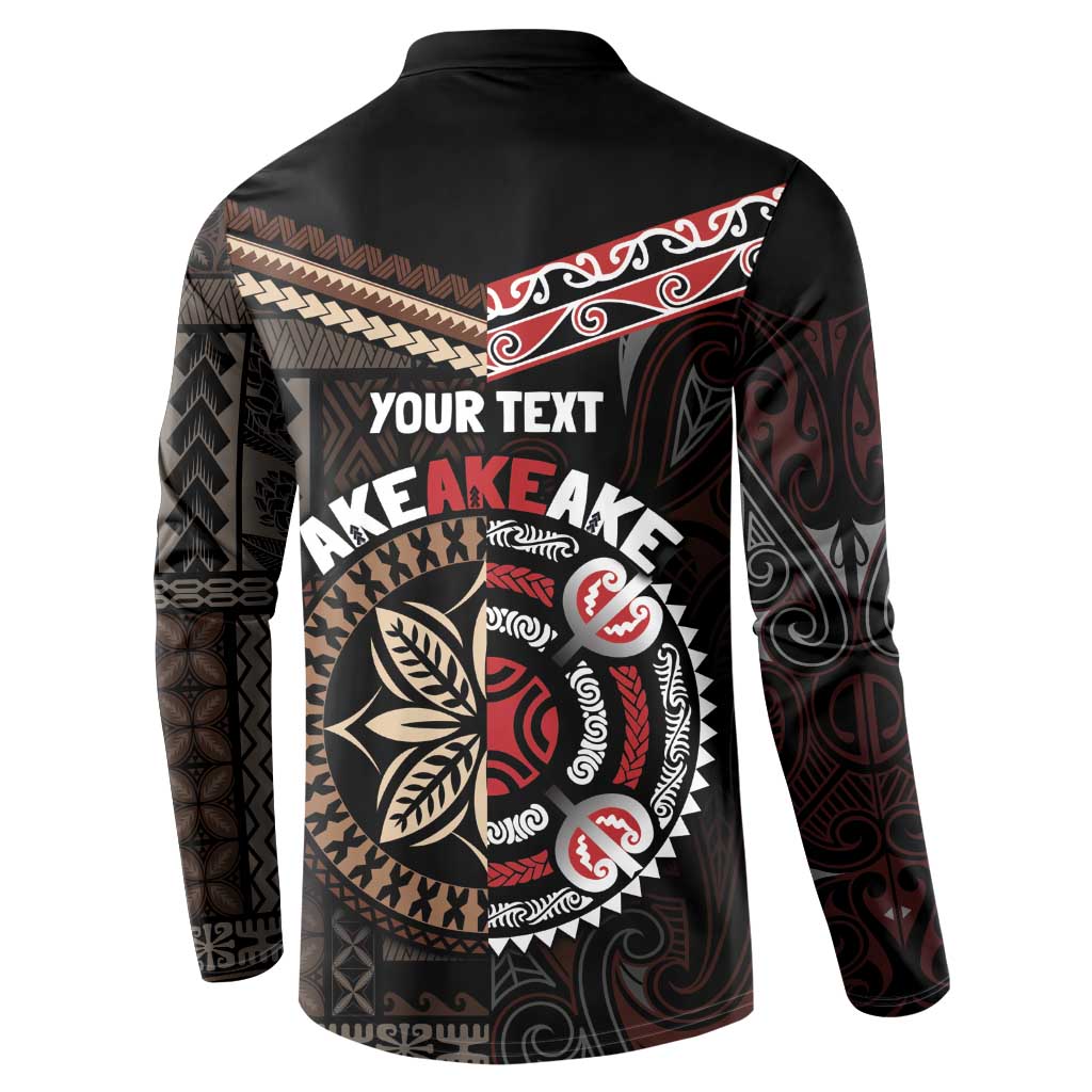 Aotearoa and Samoa Together For Te Tiriti Button Sweatshirt Kowhaiwhai Mix Siapo LT7 - Polynesian Pride
