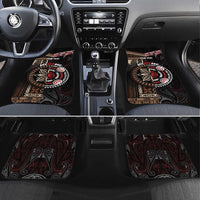 Aotearoa and Samoa Together For Te Tiriti Car Mats Kowhaiwhai Mix Siapo LT7 Set 4pcs Black - Polynesian Pride