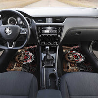 Aotearoa and Samoa Together For Te Tiriti Car Mats Kowhaiwhai Mix Siapo LT7 Set 2pcs - Front Black - Polynesian Pride