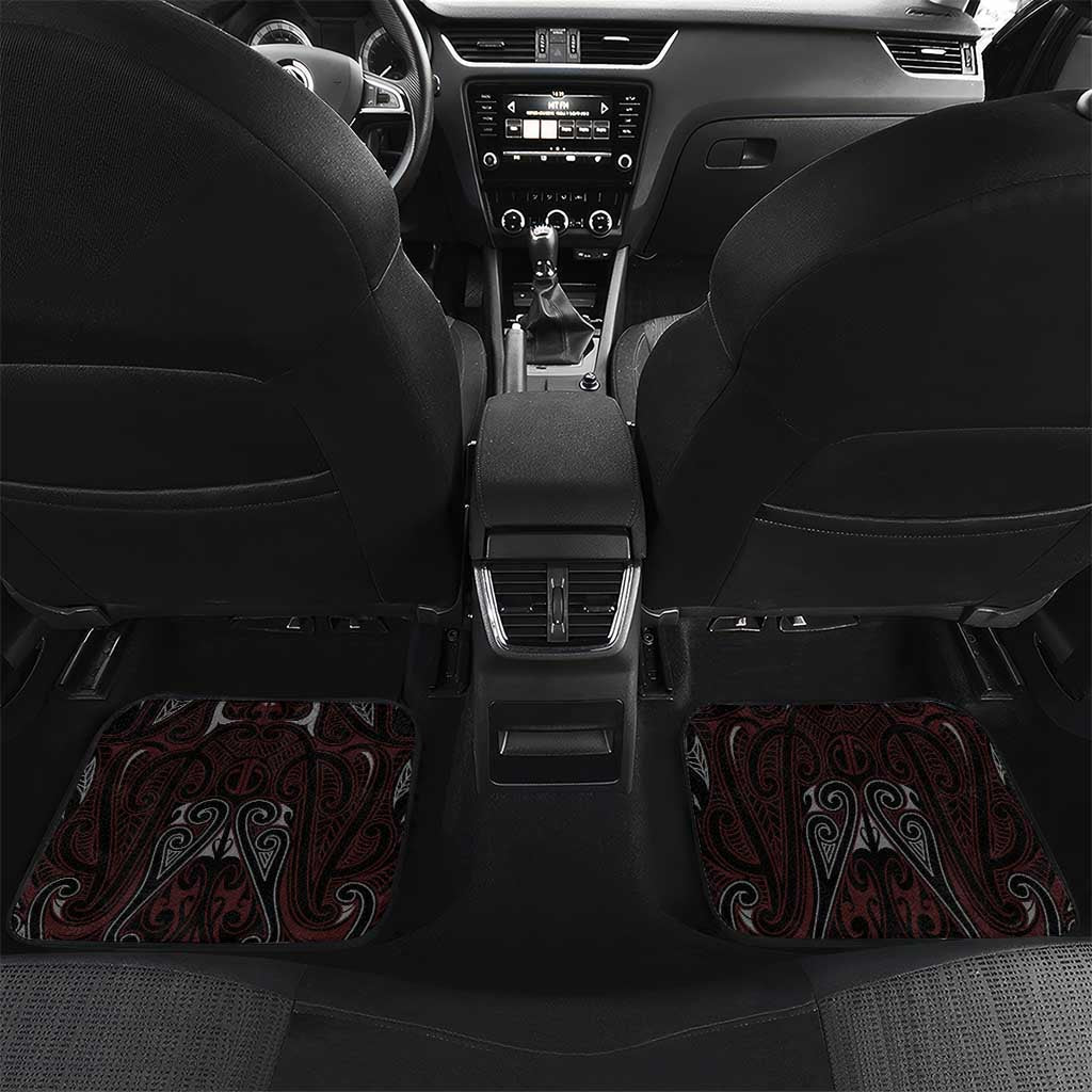 Aotearoa and Samoa Together For Te Tiriti Car Mats Kowhaiwhai Mix Siapo LT7 Set 2pcs - Back Black - Polynesian Pride