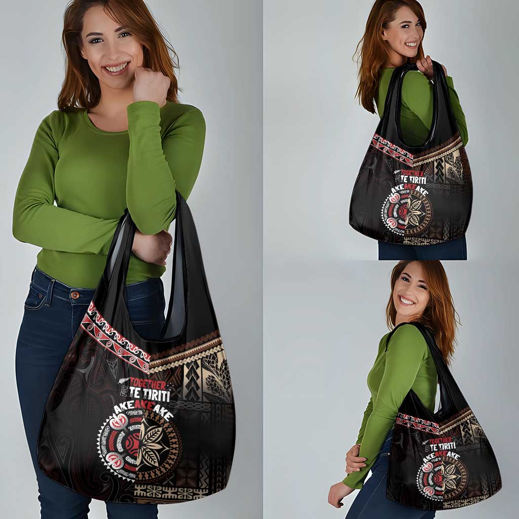 Aotearoa and Samoa Together For Te Tiriti Grocery Bag Kowhaiwhai Mix Siapo LT7 - Polynesian Pride