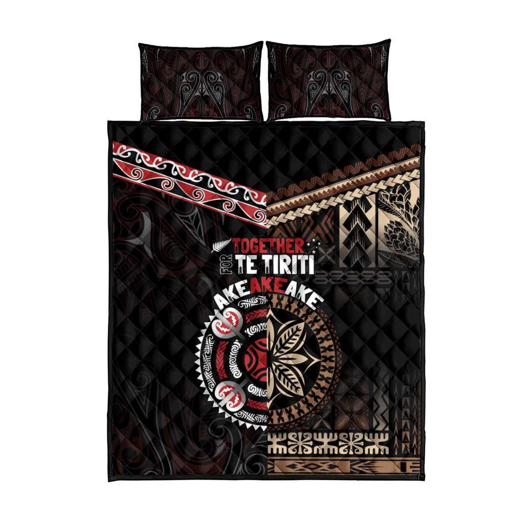 Aotearoa and Samoa Together For Te Tiriti Quilt Bed Set Kowhaiwhai Mix Siapo LT7 - Polynesian Pride