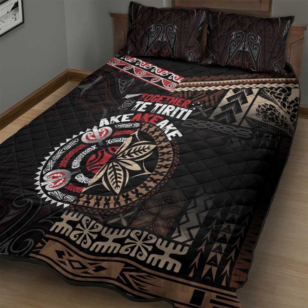 Aotearoa and Samoa Together For Te Tiriti Quilt Bed Set Kowhaiwhai Mix Siapo LT7 - Polynesian Pride