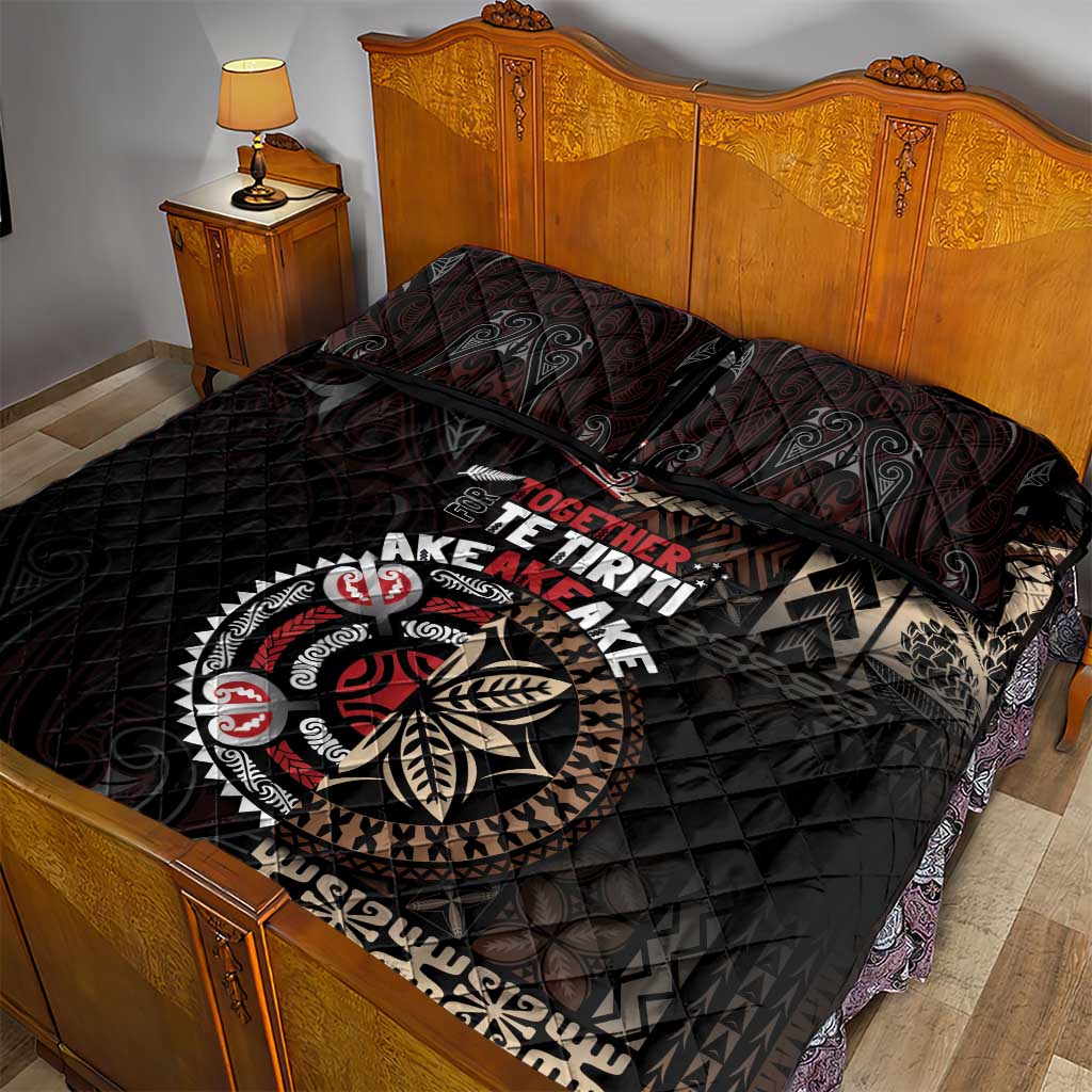 Aotearoa and Samoa Together For Te Tiriti Quilt Bed Set Kowhaiwhai Mix Siapo LT7 - Polynesian Pride