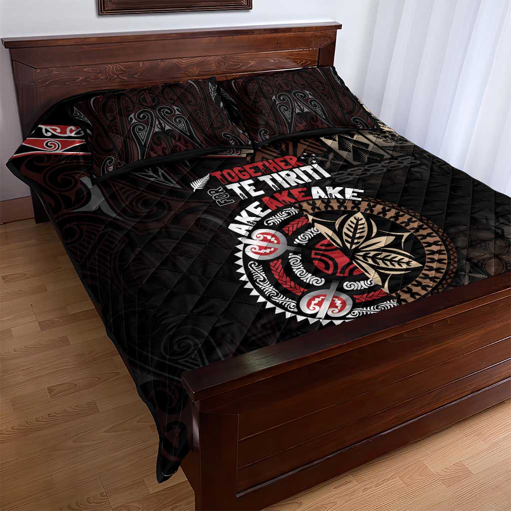 Aotearoa and Samoa Together For Te Tiriti Quilt Bed Set Kowhaiwhai Mix Siapo LT7 - Polynesian Pride