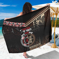 Aotearoa and Samoa Together For Te Tiriti Sarong Kowhaiwhai Mix Siapo LT7 One Size 44 x 66 inches Black - Polynesian Pride