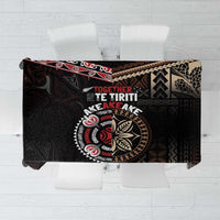 Aotearoa and Samoa Together For Te Tiriti Tablecloth Kowhaiwhai Mix Siapo LT7 Black - Polynesian Pride