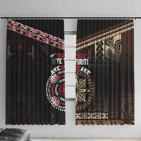 Aotearoa and Samoa Together For Te Tiriti Window Curtain Kowhaiwhai Mix Siapo LT7 With Hooks Black - Polynesian Pride