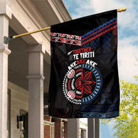 Aotearoa and Samoa Together For Te Tiriti Garden Flag Kowhaiwhai Mix Siapo - Flag Color LT7 House Flag Black - Polynesian Pride