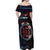 Aotearoa and Samoa Together For Te Tiriti Off Shoulder Maxi Dress Kowhaiwhai Mix Siapo - Flag Color