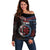 Aotearoa and Samoa Together For Te Tiriti Off Shoulder Sweater Kowhaiwhai Mix Siapo - Flag Color