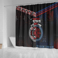 Aotearoa and Samoa Together For Te Tiriti Shower Curtain Kowhaiwhai Mix Siapo - Flag Color LT7 - Polynesian Pride