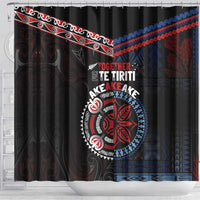 Aotearoa and Samoa Together For Te Tiriti Shower Curtain Kowhaiwhai Mix Siapo - Flag Color LT7 - Polynesian Pride