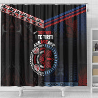 Aotearoa and Samoa Together For Te Tiriti Shower Curtain Kowhaiwhai Mix Siapo - Flag Color LT7 - Polynesian Pride