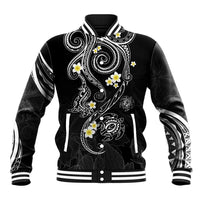 Polynesia Tribal Baseball Jacket Tentacles Plumeria LT7 Unisex Black - Polynesian Pride