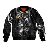 Polynesia Tribal Bomber Jacket Tentacles Plumeria LT7 Unisex Black - Polynesian Pride
