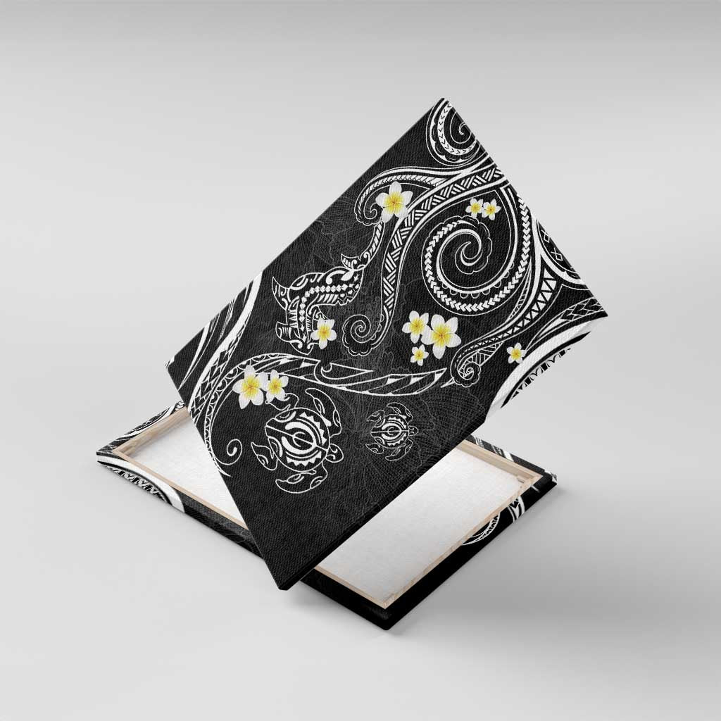 Polynesia Tribal Canvas Wall Art Tentacles Plumeria LT7 With Frame Black - Polynesian Pride
