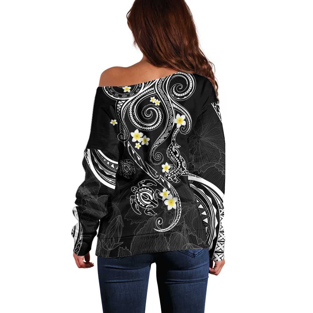 Polynesia Tribal Off Shoulder Sweater Tentacles Plumeria LT7 - Polynesian Pride