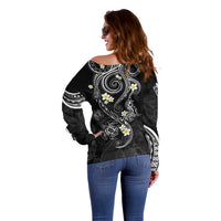 Polynesia Tribal Off Shoulder Sweater Tentacles Plumeria LT7 - Polynesian Pride