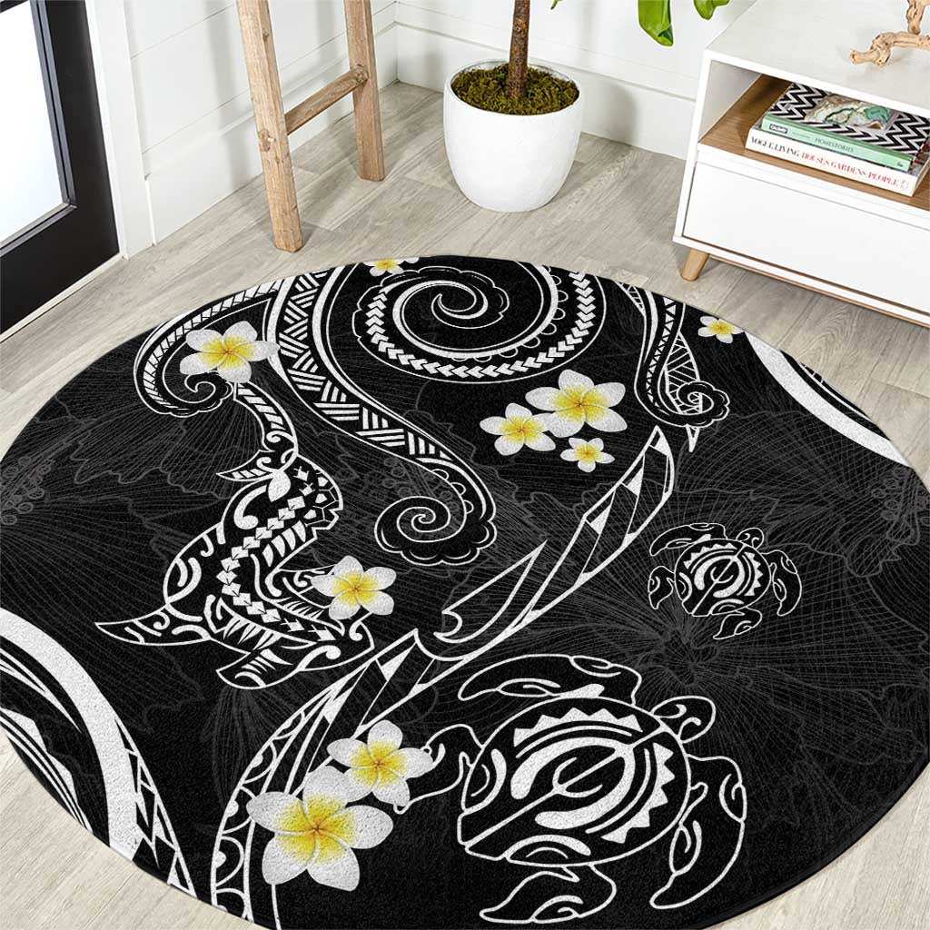 Polynesia Tribal Round Carpet Tentacles Plumeria