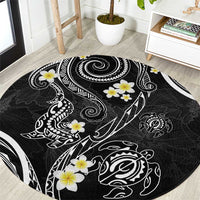 Polynesia Tribal Round Carpet Tentacles Plumeria LT7 Black - Polynesian Pride