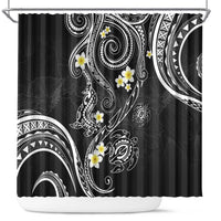 Polynesia Tribal Shower Curtain Tentacles Plumeria LT7 Black - Polynesian Pride