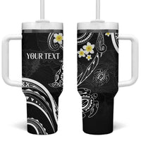 Polynesia Tribal Tumbler With Handle Tentacles Plumeria LT7 One Size: 40 oz Black - Polynesian Pride