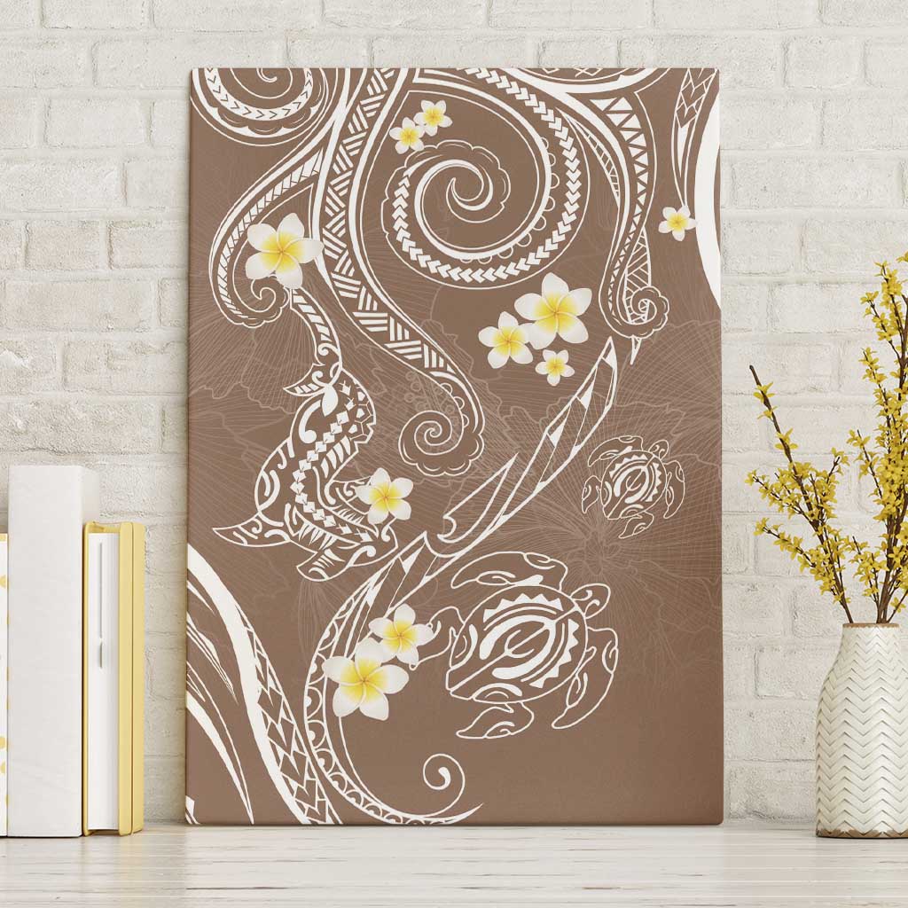 Polynesia Tribal Canvas Wall Art Mocha Plumeria Tentacles LT7 Without Frame Mocha - Polynesian Pride