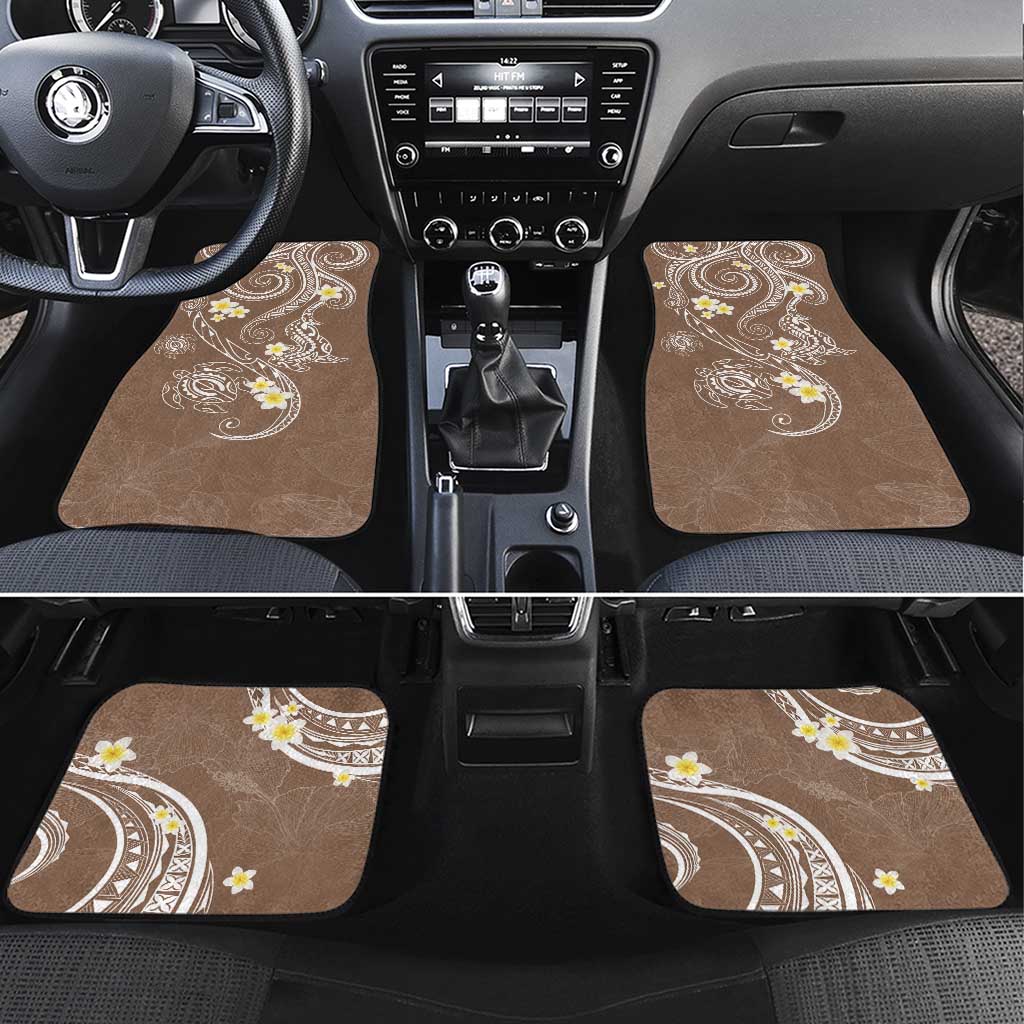 Polynesia Tribal Car Mats Mocha Plumeria Tentacles LT7 Set 4pcs Mocha - Polynesian Pride