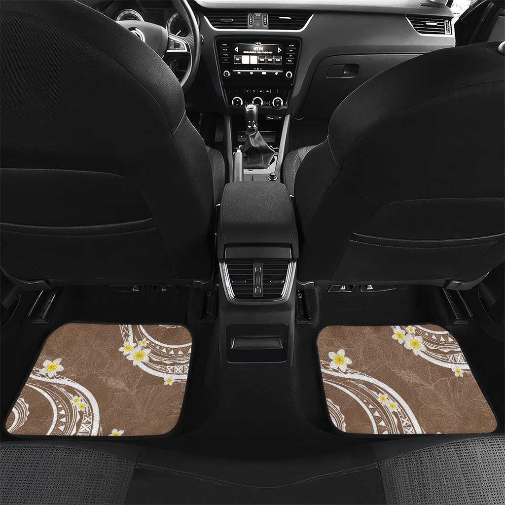 Polynesia Tribal Car Mats Mocha Plumeria Tentacles LT7 Set 2pcs - Back Mocha - Polynesian Pride