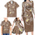 Polynesia Tribal Family Matching Long Sleeve Bodycon Dress and Hawaiian Shirt Mocha Plumeria Tentacles