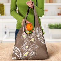 Polynesia Tribal Grocery Bag Mocha Plumeria Tentacles LT7 - Polynesian Pride