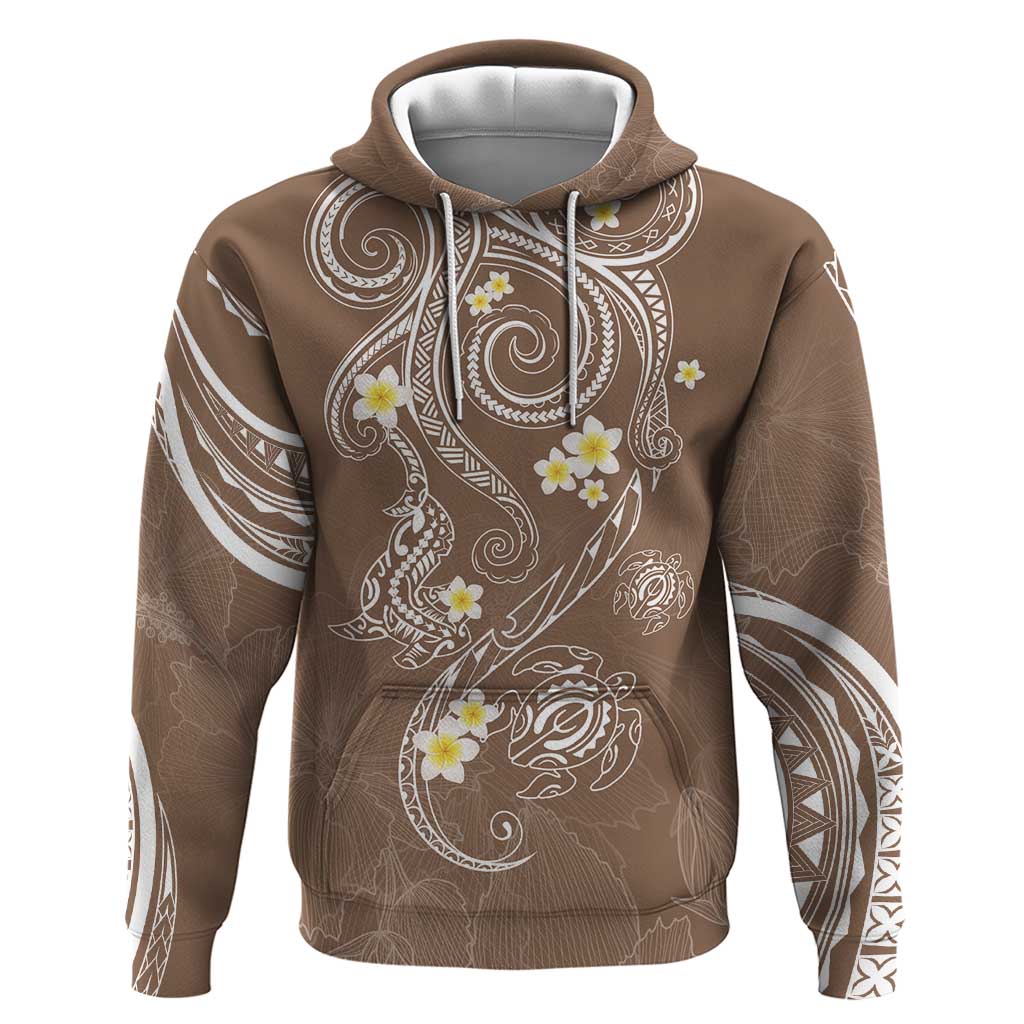 Polynesia Tribal Hoodie Mocha Plumeria Tentacles LT7 Pullover Hoodie Mocha - Polynesian Pride