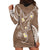 Polynesia Tribal Hoodie Dress Mocha Plumeria Tentacles