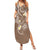 Polynesia Tribal Summer Maxi Dress Mocha Plumeria Tentacles