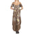 Polynesia Tribal Summer Maxi Dress Mocha Plumeria Tentacles