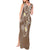 Polynesia Tribal Tank Maxi Dress Mocha Plumeria Tentacles