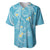 Polynesia Tribal Baseball Jersey Turquoise Plumeria Tentacles