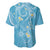 Polynesia Tribal Baseball Jersey Turquoise Plumeria Tentacles