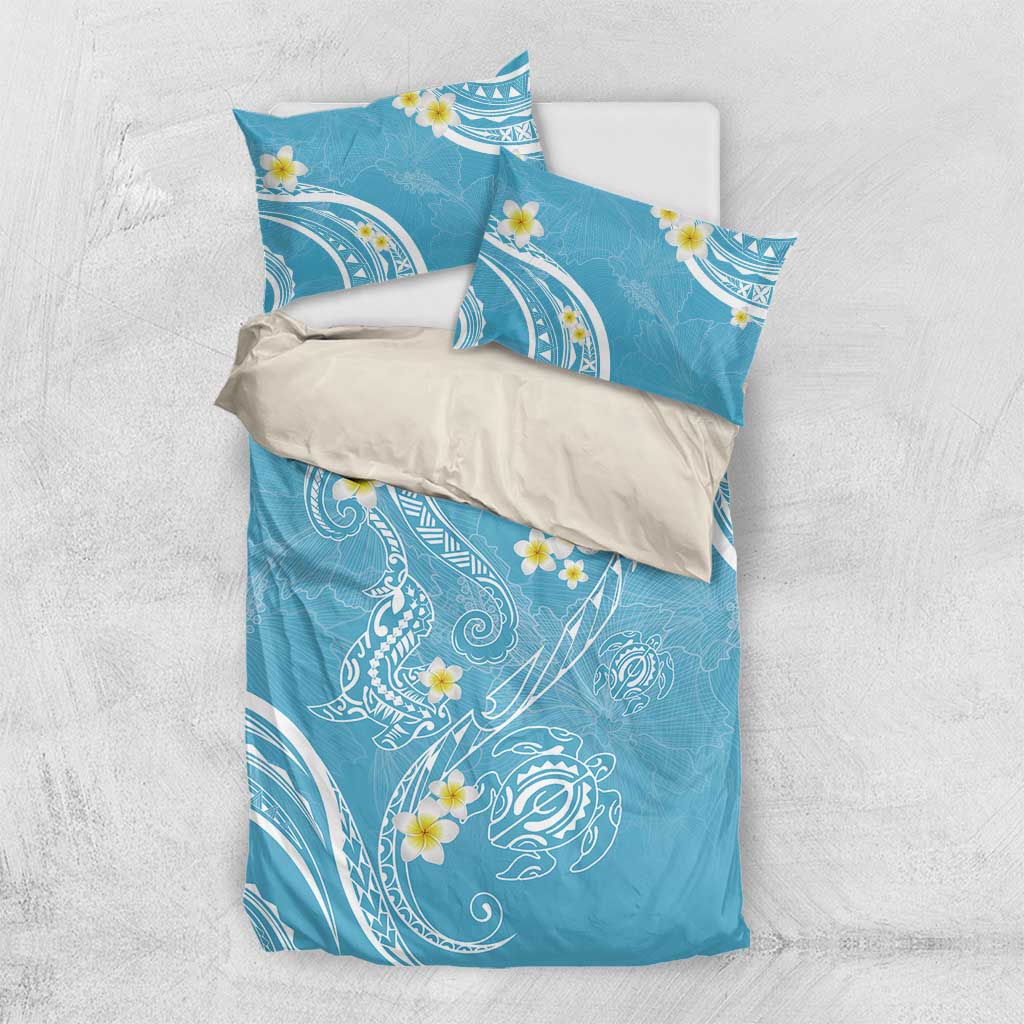 Polynesia Tribal Bedding Set Turquoise Plumeria Tentacles LT7 US Twin 172cm x 218cm Turquoise - Polynesian Pride