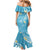 Polynesia Tribal Family Matching Mermaid Dress and Hawaiian Shirt Turquoise Plumeria Tentacles